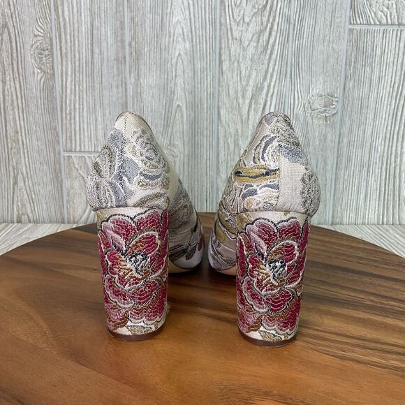 Nine West Women's Size 9M Roux Floral Print Textile Pump Heels Round Toe - Picture 6 of 13
